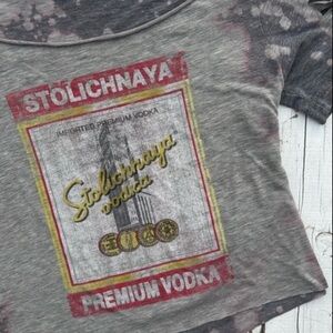 Stolichanaya Vodka Distressed Cropped Tee
